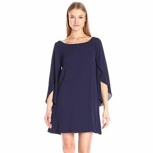 Navy Flutter Sleeve Dress